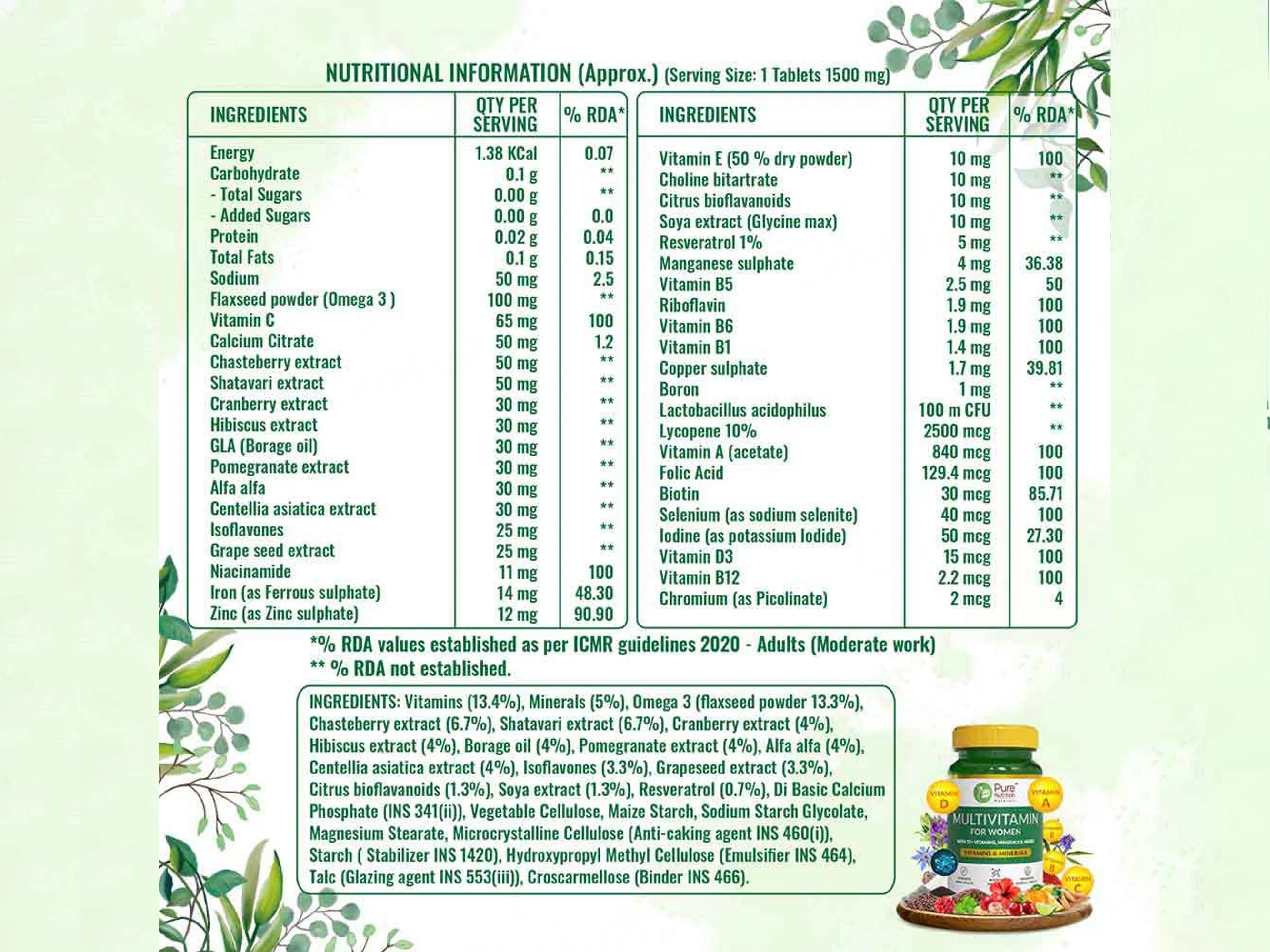 Pure Nutrition Multivitamin Veg Tablet For Women - Image 9