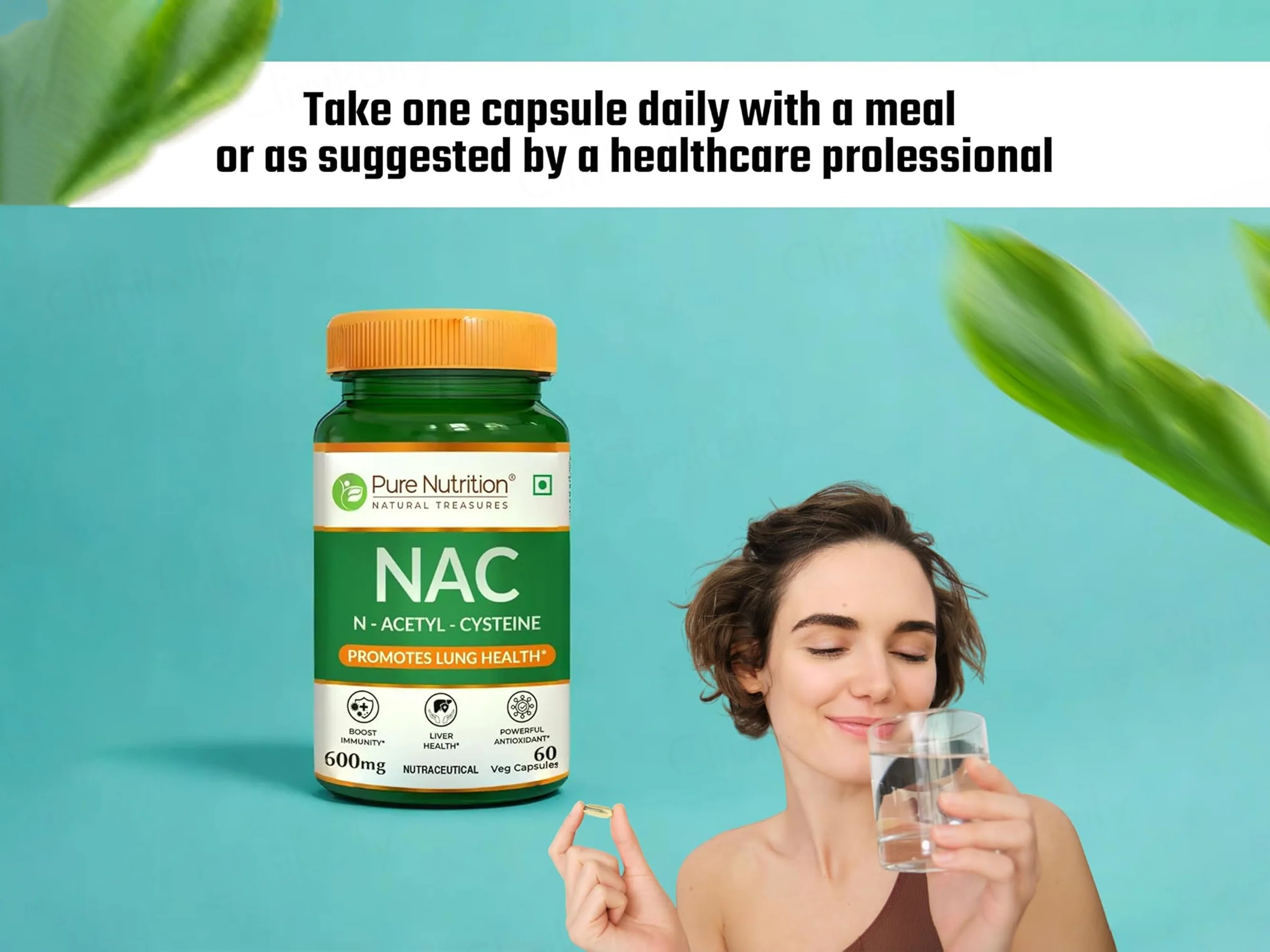 Pure Nutrition NAC N-Acetyl-Cysteine 600mg Veg Capsule - Image 4