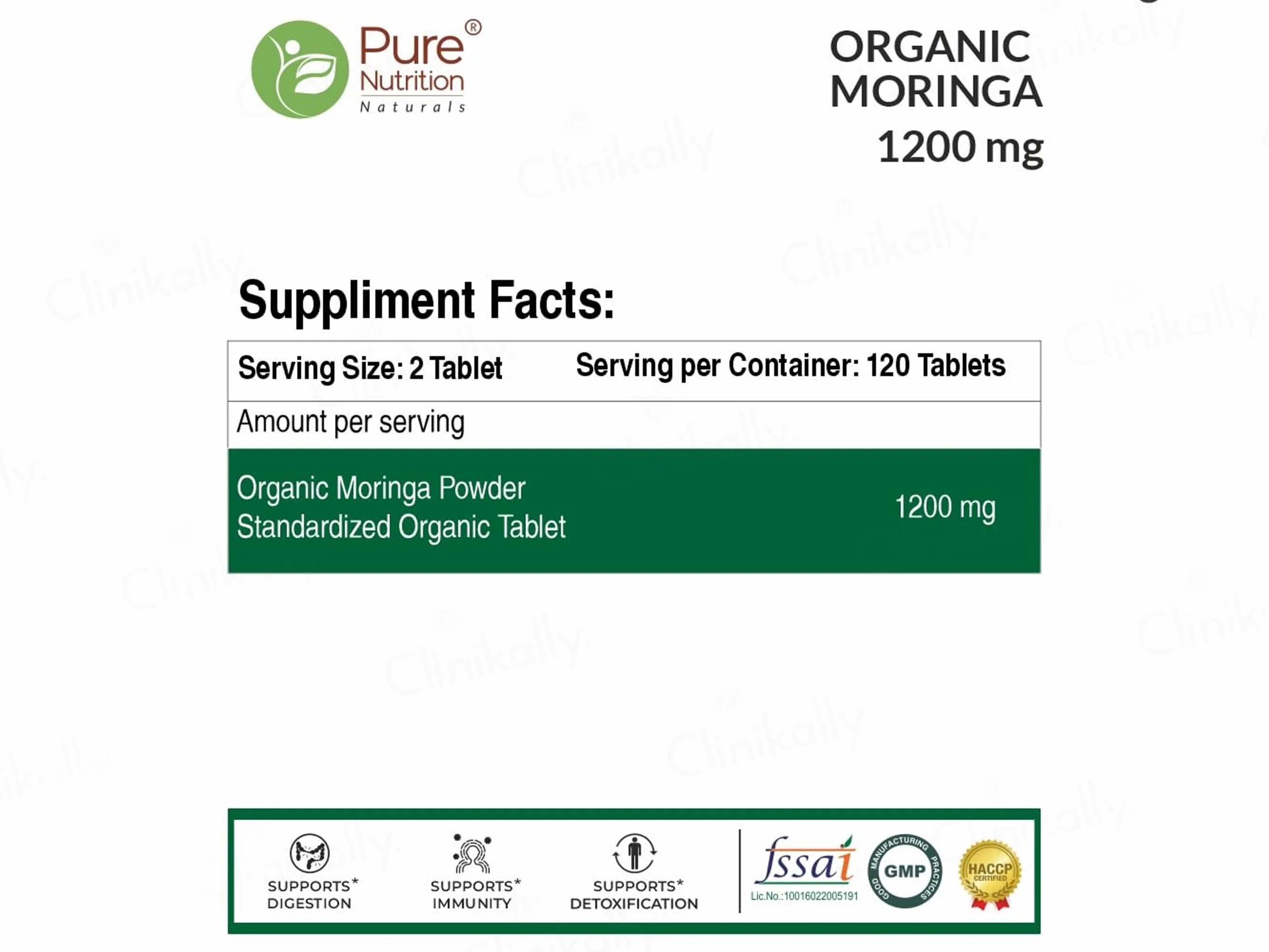 Pure Nutrition Organic Moringa Veg Tablet - Image 2