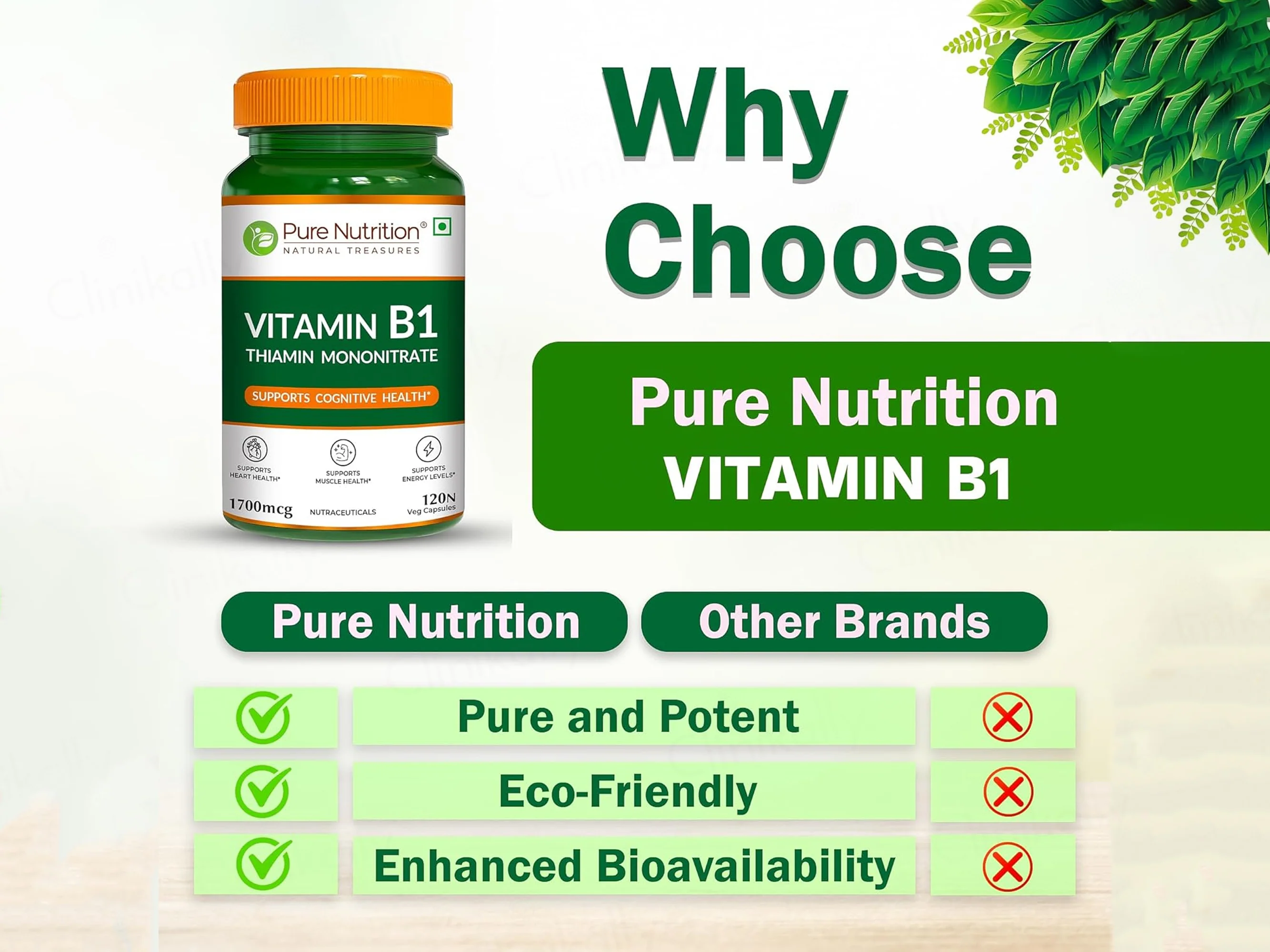 Pure Nutrition Vitamin B1 Thiamine Mononitrate 1700mcg Veg Capsule - Image 4