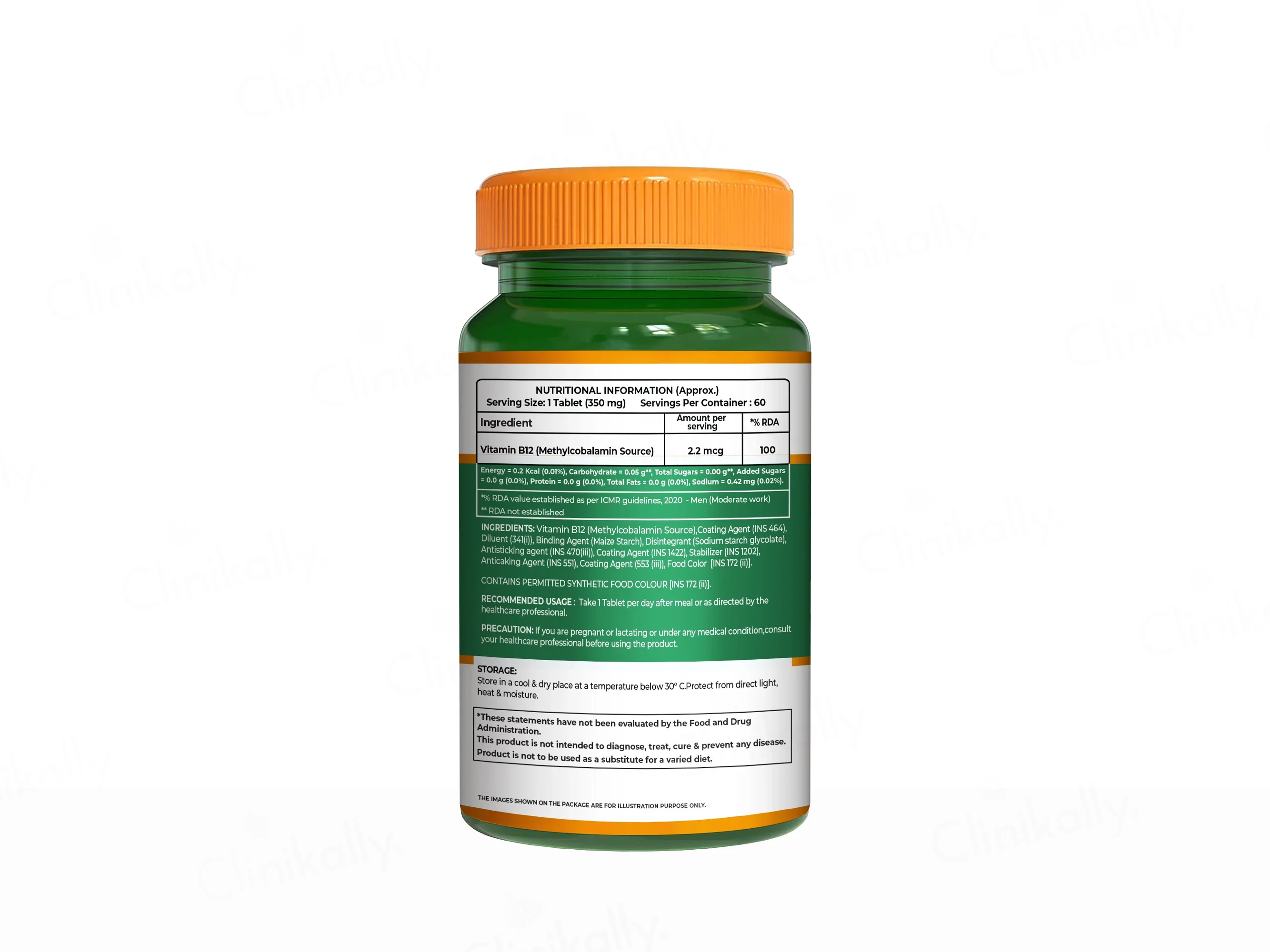 Pure Nutrition Vitamin B12 Methylcobalamin 2.2mcg Veg Tablet - Image 8
