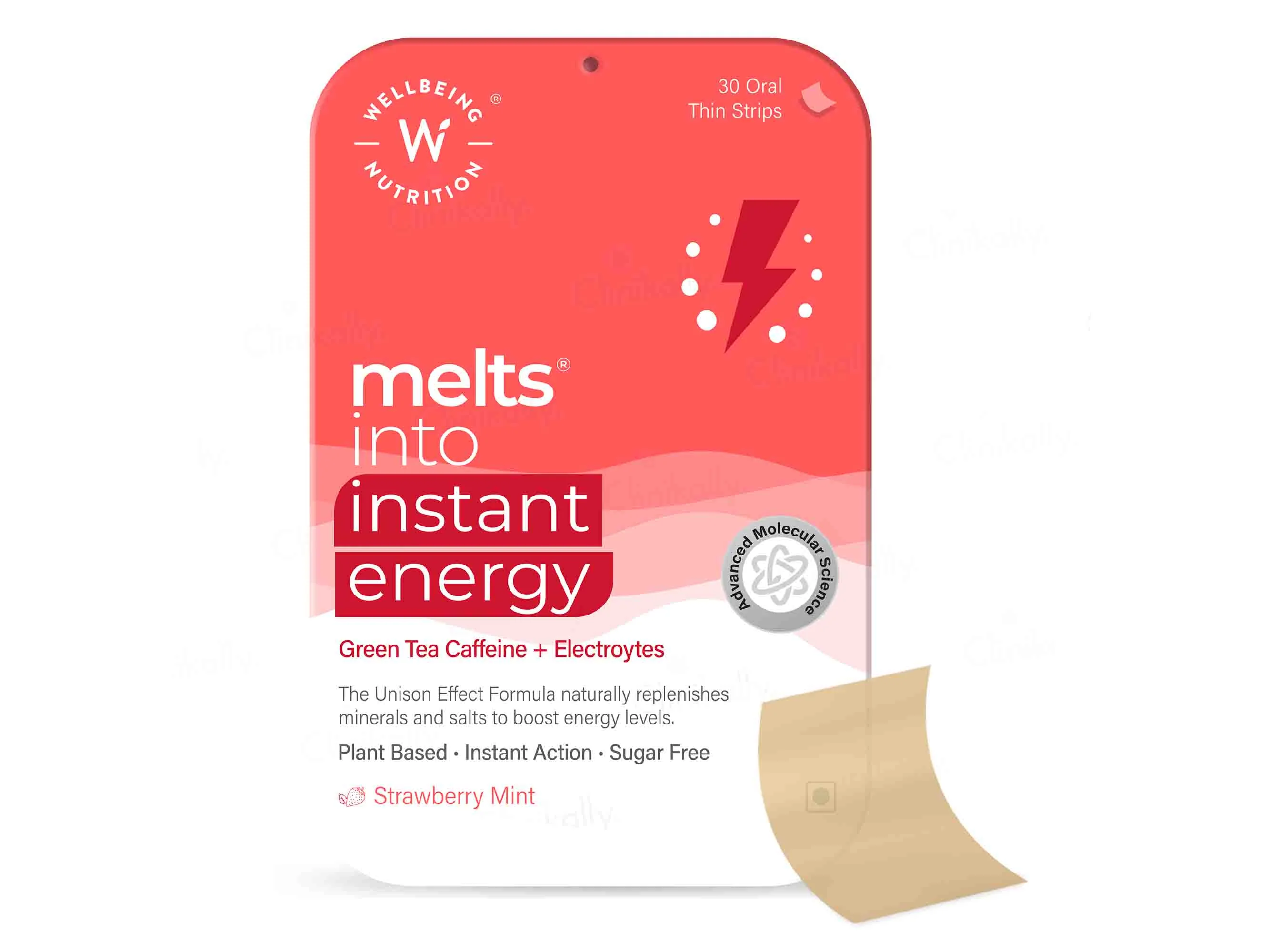 Wellbeing Nutrition Melts Into Instant Energy Oral Strip - Strawberry Mint Flavour
