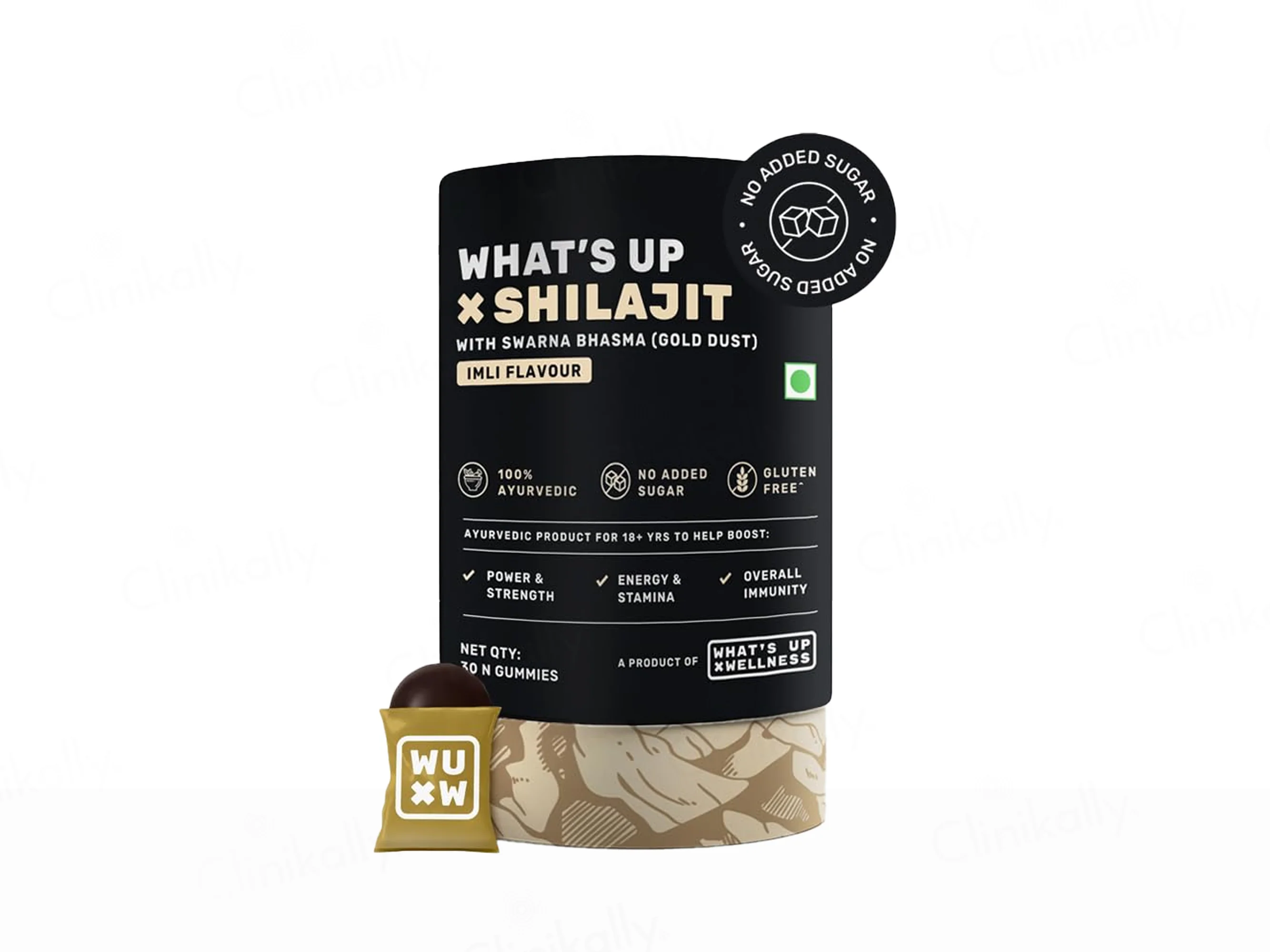 What's Up Wellness Shilajit Resin Nutraceutical Gummies With Gold Dust - Imli Flavour