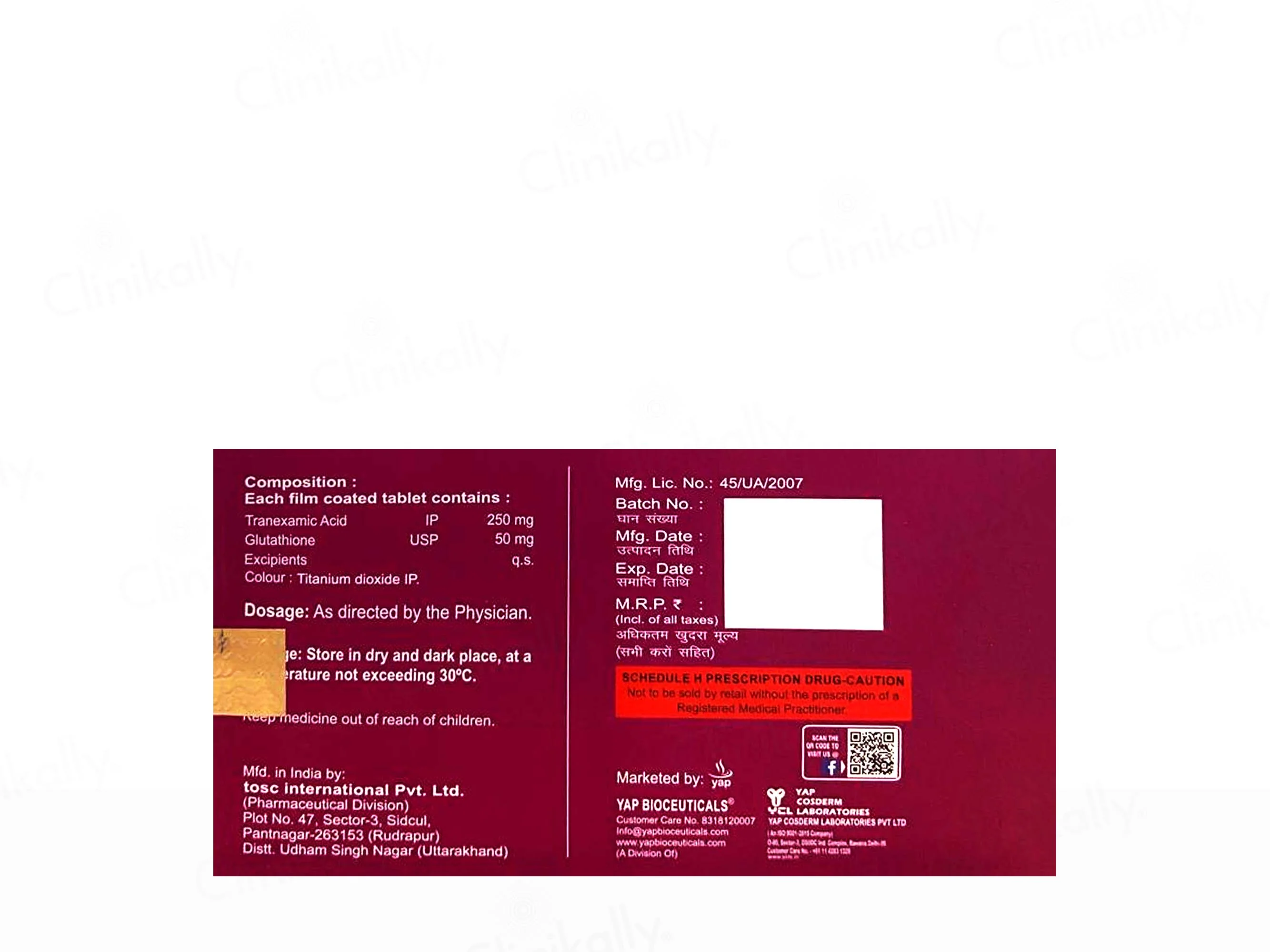 Yapiwhite TX Skin Lightening & Antiaging Tablet - Image 2