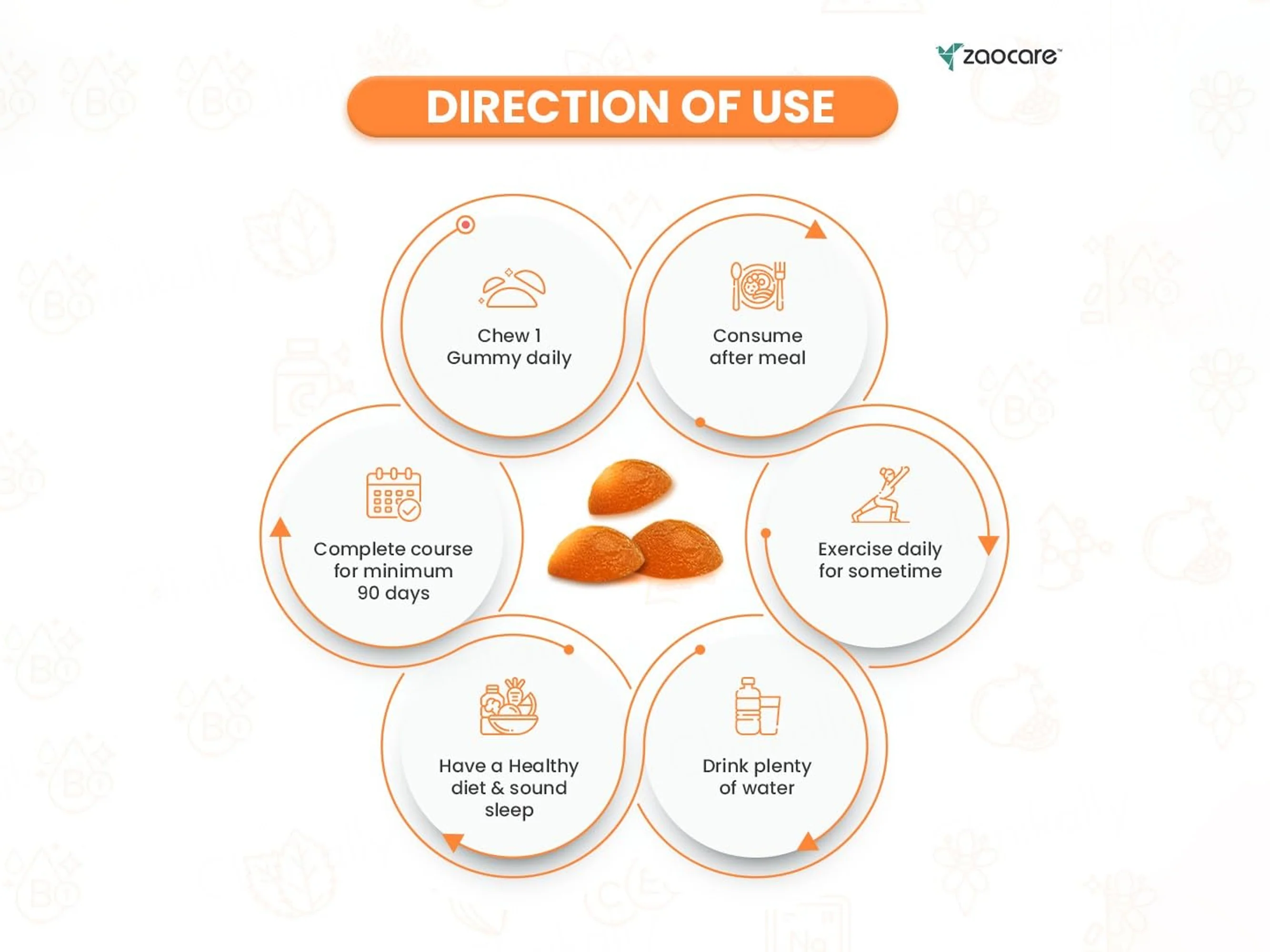 Zaocare Beauty Back Gummies For Hair, Nail & Skin - Tangy Orange Flavour - Image 4