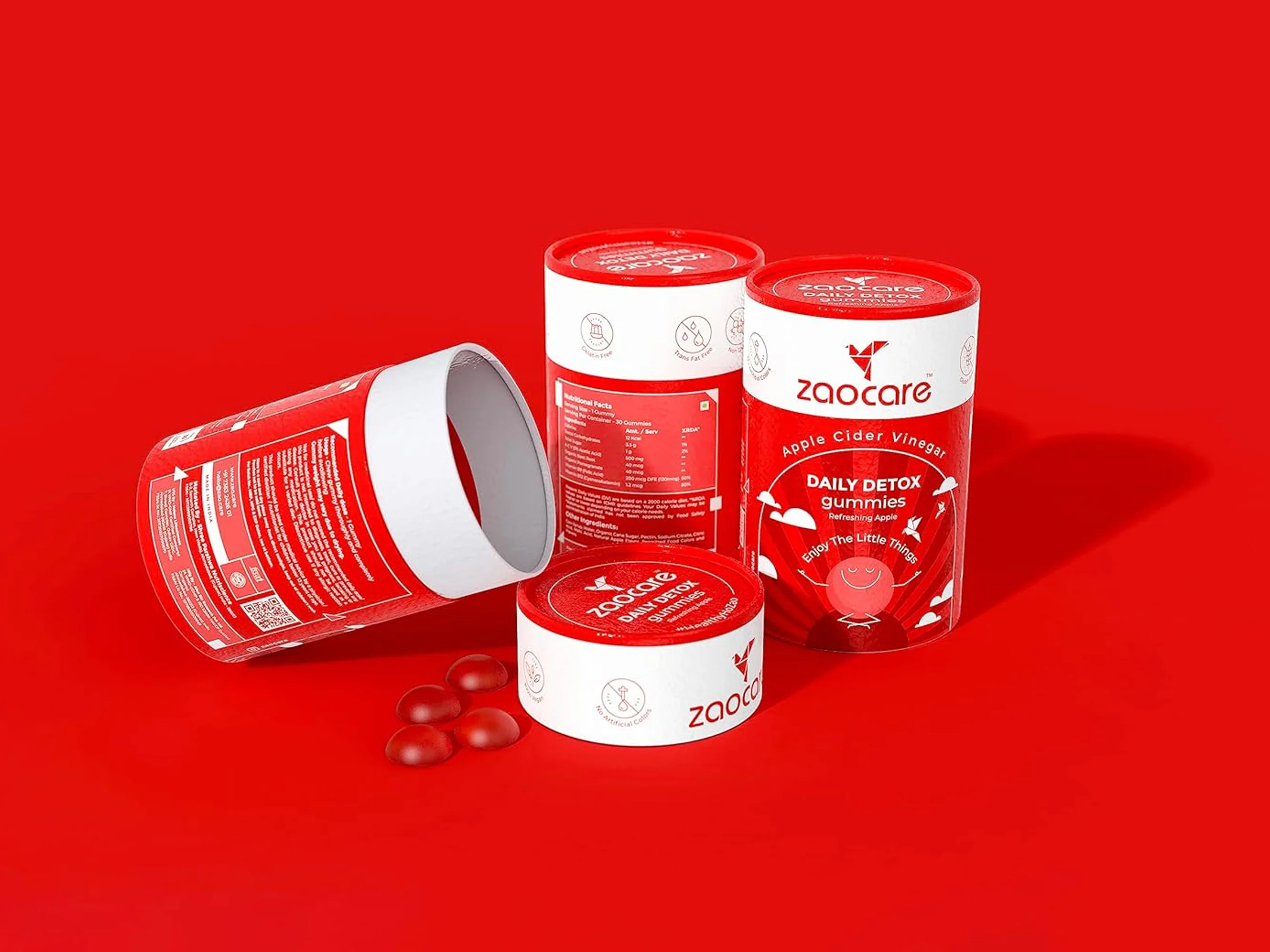 Zaocare Daily Detox Apple Cider Vinegar Gummies - Refreshing Apple Flavour - Image 3