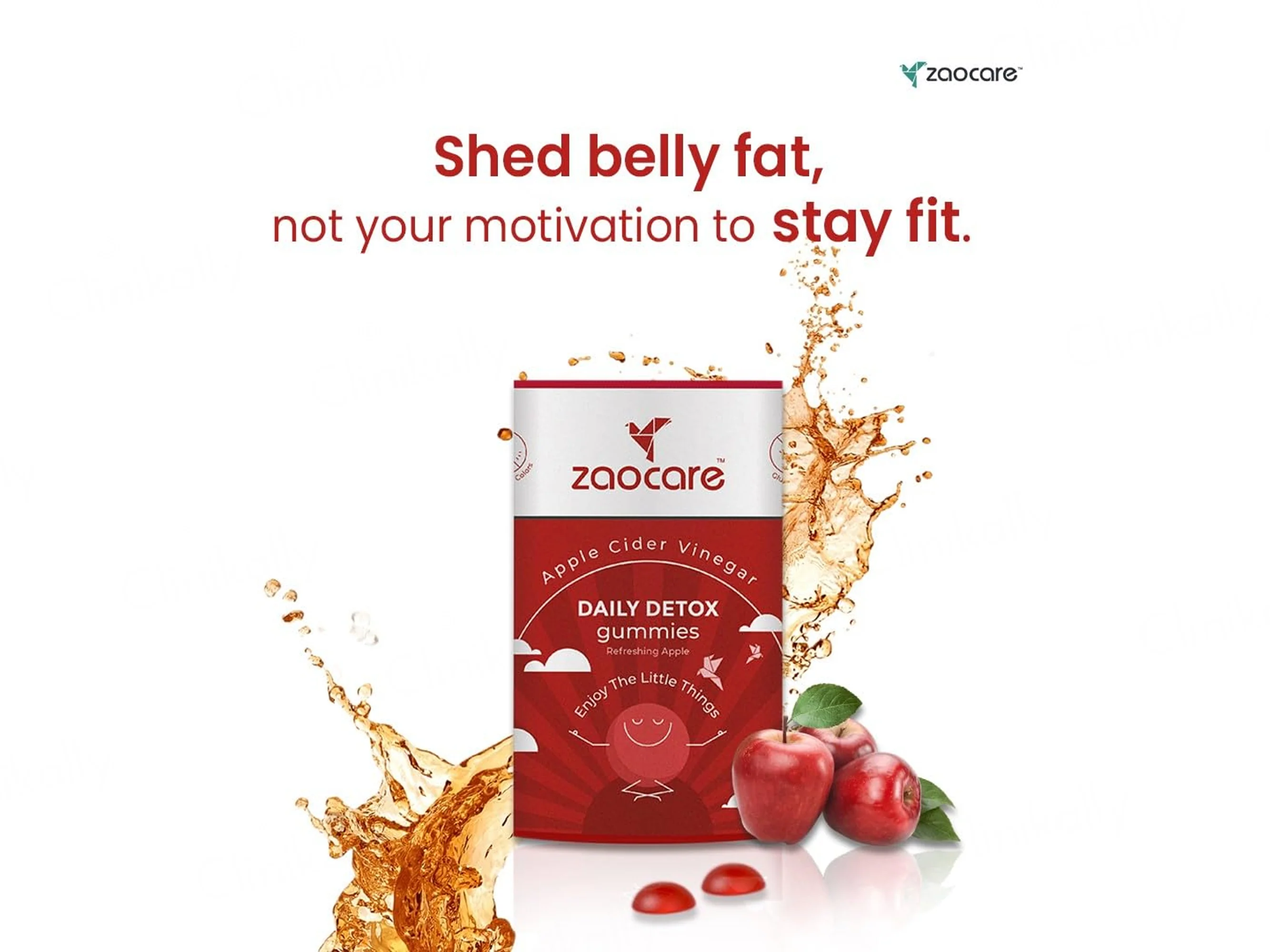Zaocare Daily Detox Apple Cider Vinegar Gummies - Refreshing Apple Flavour - Image 4