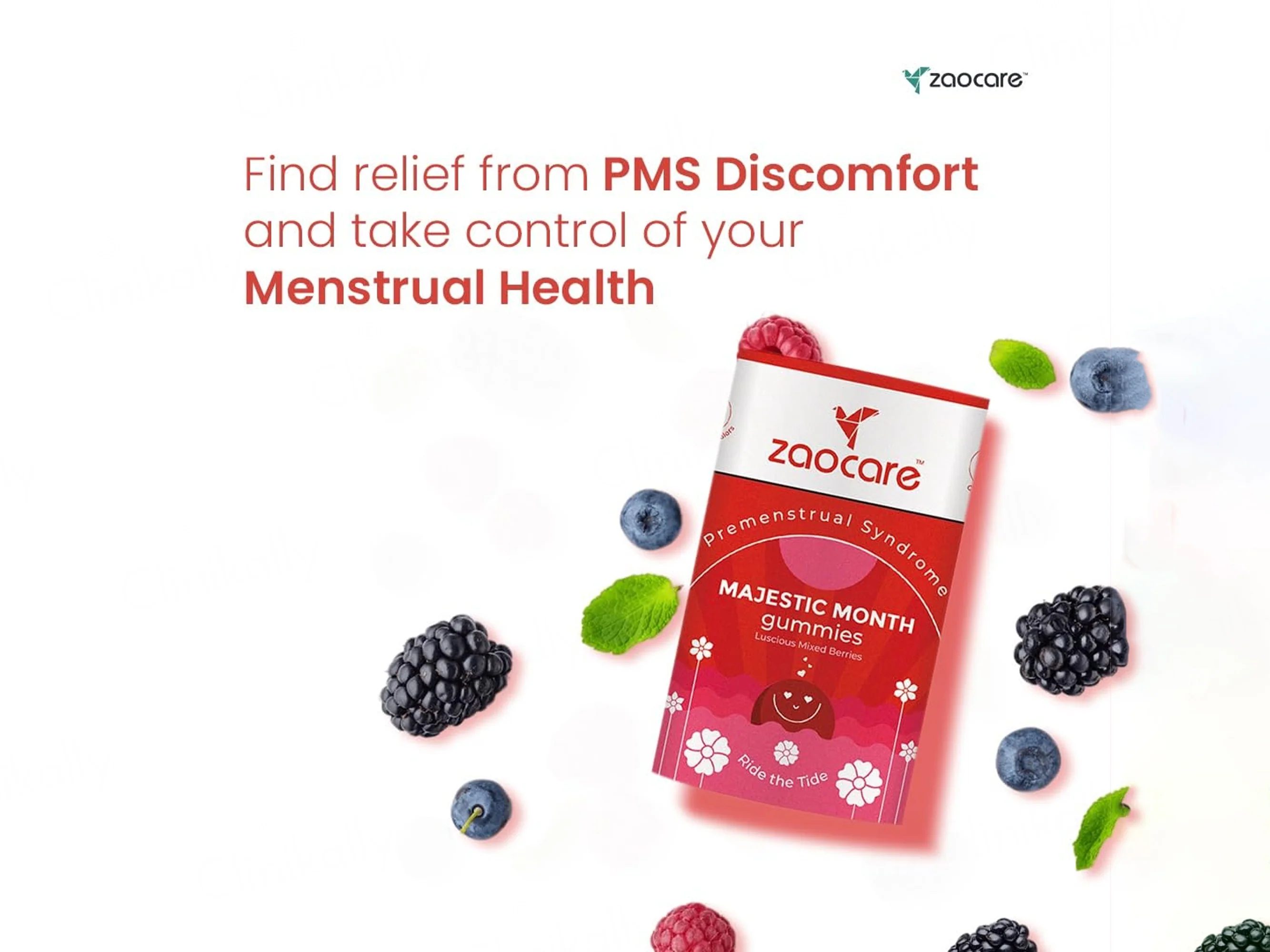 Zaocare Majestic Month Premenstrual Syndrome Gummies - Luscious Mixed Berries Flavour - Image 3