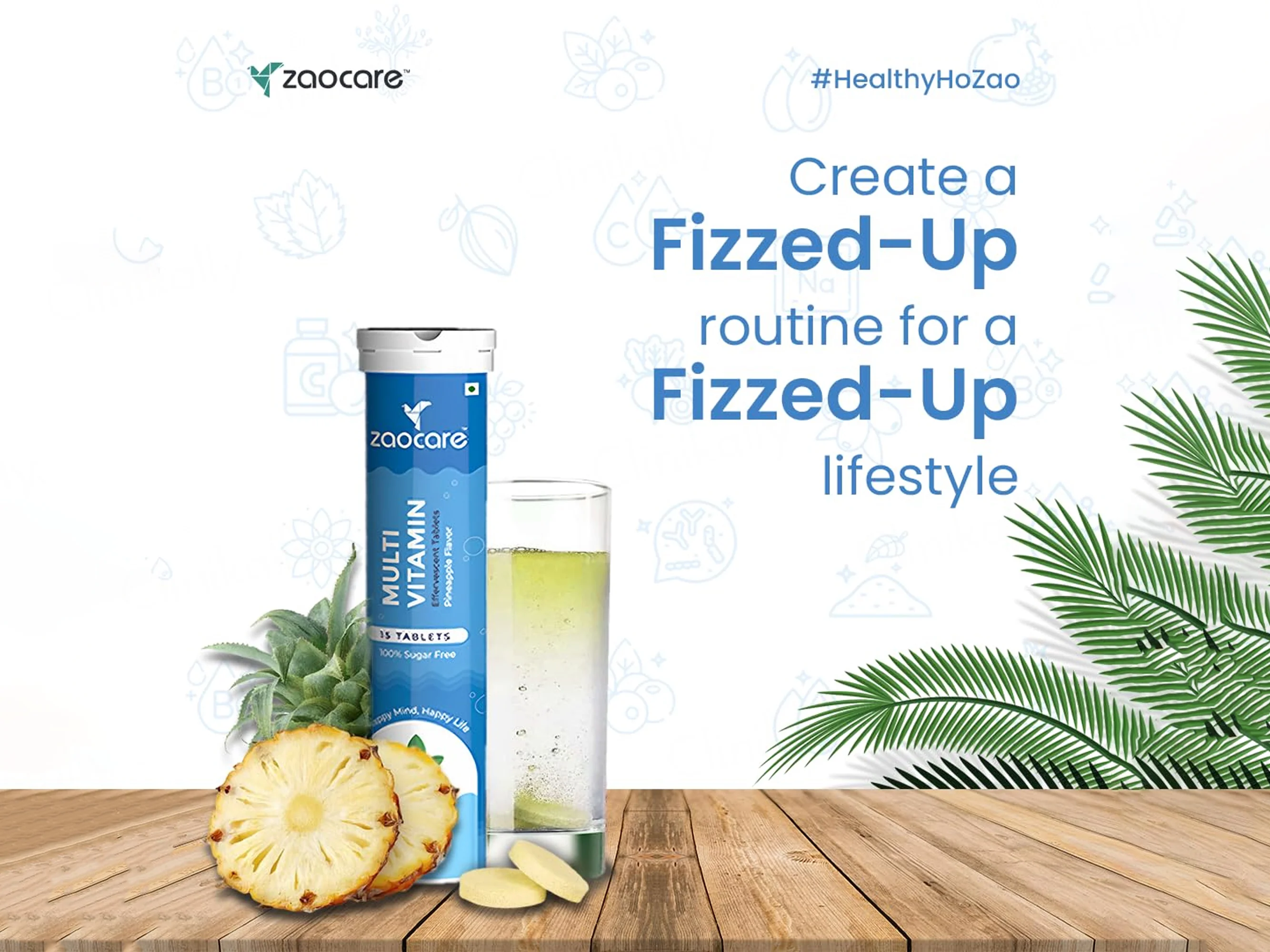 Zaocare Multivitamin Effervescent Tablet - Pineapple Flavour - Image 3