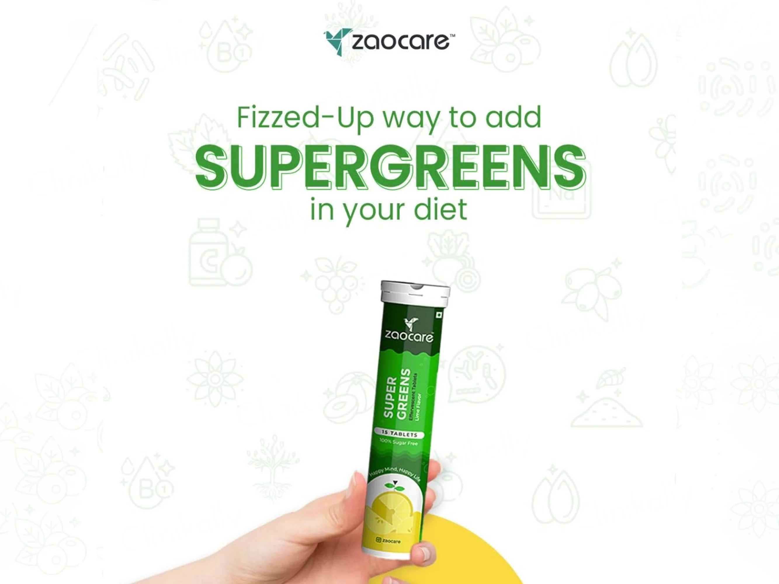 Zaocare Super Greens Effervescent Tablet - Lime Flavour - Image 8